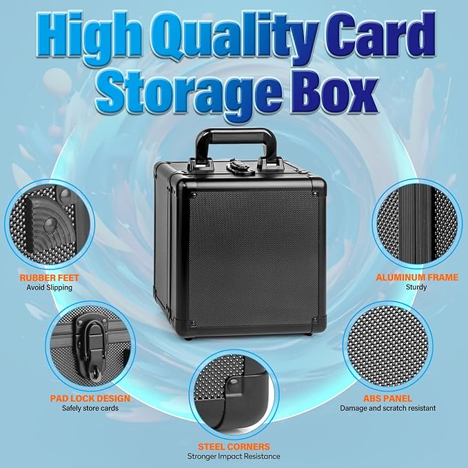 MewVeer Trading Card Storage Box, Graded Card Case, Top Loader Storage Cases with Lock, Hard Card Boxes for Sports Cards hold up to 70 PSA, 250+ Top Loaders