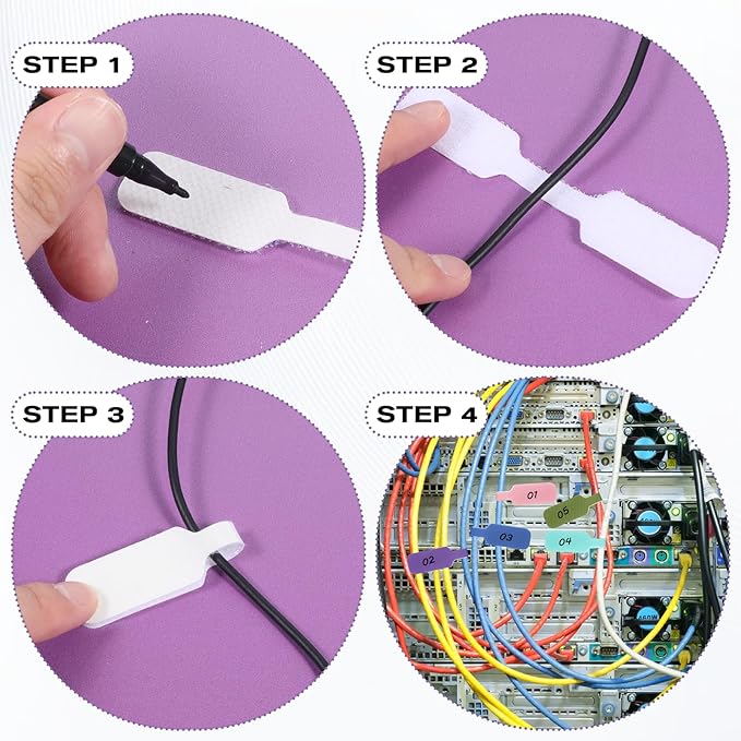 40 Pcs Cable Labels for Cords, 1.57× 0.78" 8 Colors Cord Labels for Electronics Reusable Cable Tags Writable Cord Label for Home Office Electronics, Computers Wire Management and Identification