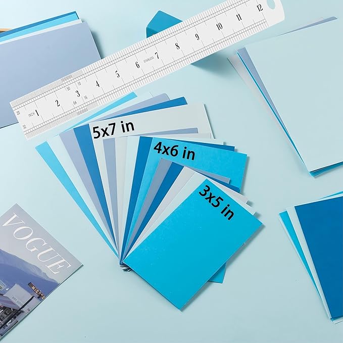 50 Sheets Small Colored Cardstock Paper 5 Colors, 250 GSM Heavy Card Stock for DIY Art Projects, Cards (Blue, 3x5)