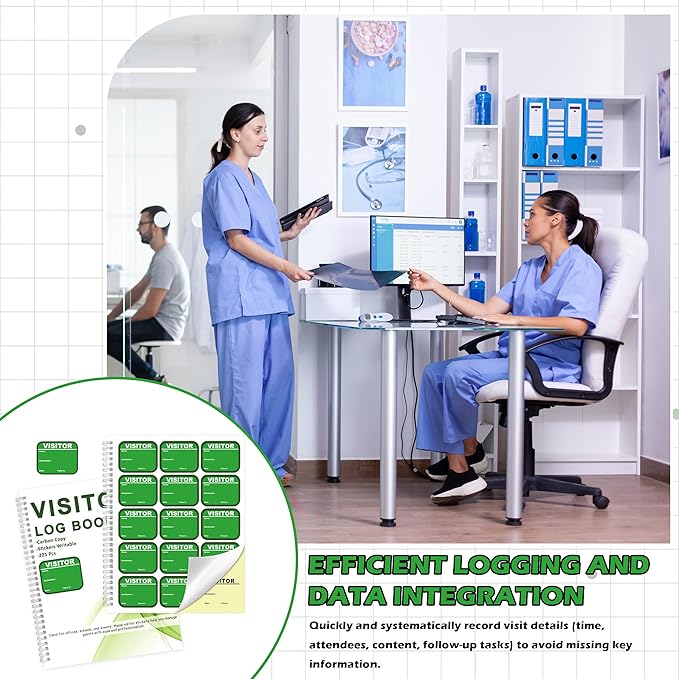 1 Pack Visitor Badges with Carbon Copy Visitor Stickers Letter Size Visitor Log Book Protecting Privacy Pages Register Book Business Guest Name tag for School Clinics Church-225 Badges 30 Memo Pages