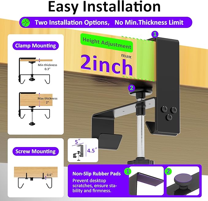 Cotohim Under Desk Cable Management Tray - Under Desk Cord Management - Clamp/Screw Mount - Fabric Wire Management - Cable Raceways Tray Cord Hiders for Office/Home (Black, 28.6"×5.6")