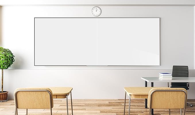 Ghent 4 x 12 Porcelain Magnetic Whiteboard, Aluminum Frame, 1 Marker, 1 Eraser, Made in The USA, 2 Piece Board with Joiner…