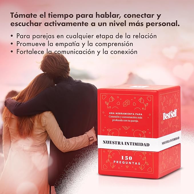 BestSelf Nuestra Intimidad - Spanish Intimacy Deck with 150 Relationship-Building Conversation Starters, Romantic Couples Card Game to Strengthen Communication and Connection