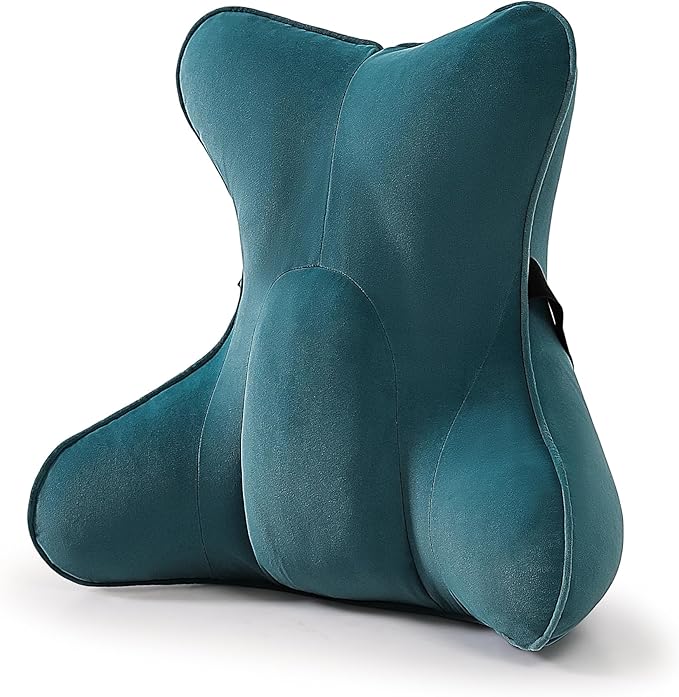 Ailuteie Lumbar Support Pillow(Pat. Pend) – Multi-Functional Ergonomic Back Cushion for Office Chair, Car Seat & Sofa, Reading Pillow with Firm Multi-Zone Support to Relieve Lower Back Pain,Slate Blue