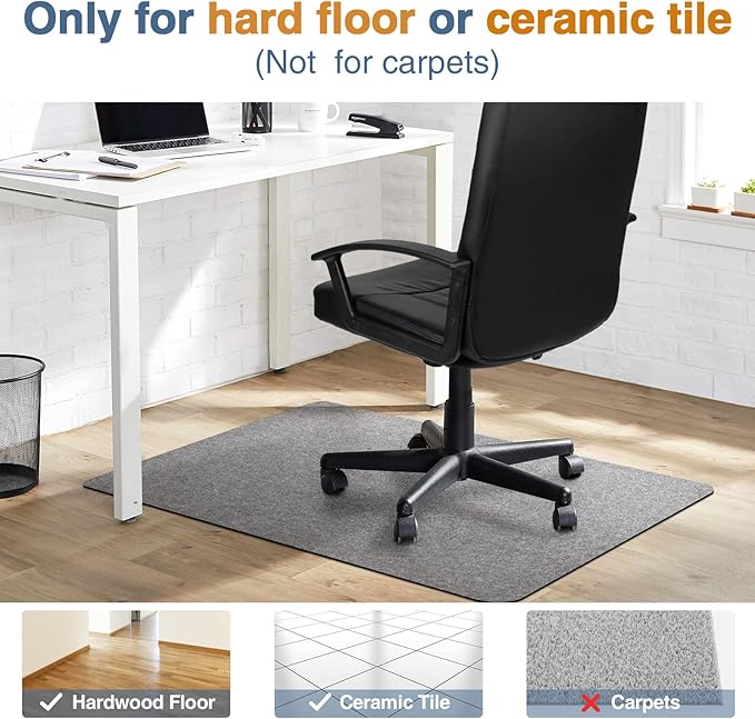 Placoot Office Chair Mat for Hardwood Floor, 55"x35" Computer Chair Mat, Desk Chair Mat, Large Anti-Slip Floor Protector for Home Office