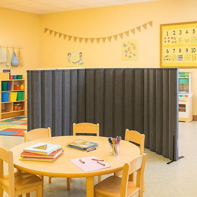 Versare VersiPanel Acoustical Partition Wall - Sound Panel Classroom Office Room Divider, Flexible Arrangement, Easy Roll-up Storage (Black, 8' Wide x 48" Tall)