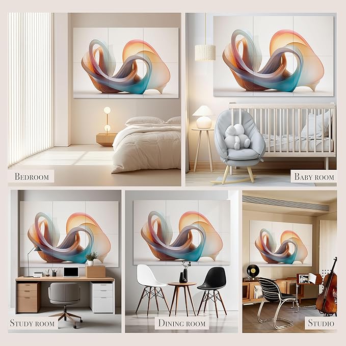 Soon Global Acoustical Wall Panels, 72 X 48 Inches Art Acoustic Panels, Decorative Acoustic Panels, Acoustic Wall Panels, Sound Absorbing Wall Art, Fluid