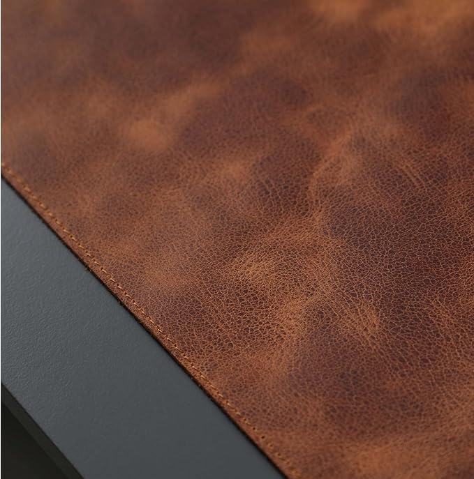 TORONATA Jersey Genuine Calfskin Leather Desk Pad, Office Desk Mat with Non-Slip Bottom, Smooth Surface for Mouse & Keyboard, Desk Protector (36x19 inches) (Antic Tan)