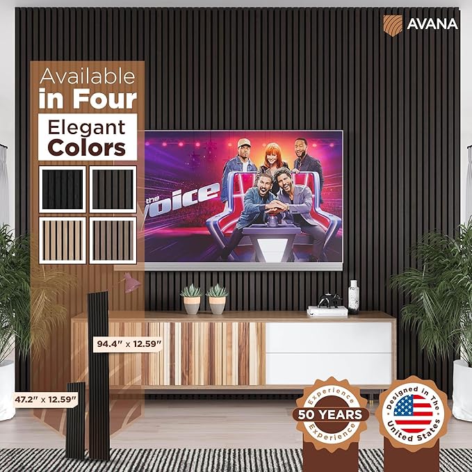 Avana Acoustic Wood Wall Panels – 94.4 X 12.6 Inch Smoke Oak Acoustic Panels 4 PCs – Wall Panels For Interior Wall Decor For Homes, Offices, Studios – Sturdy And Durable Wood Panels For Wall