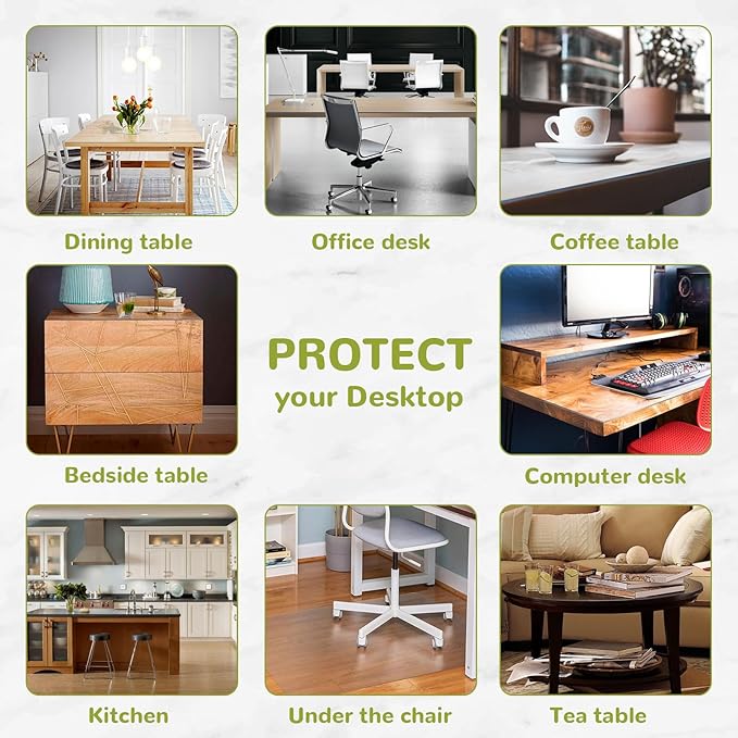 Eisdroma 40 x 78 Inch Clear Table Cover Protector, Clear Table Protector for Dining Room Table, 1.5mm Plastic Table Cover, Waterproof Table Pad for Kitchen, Office