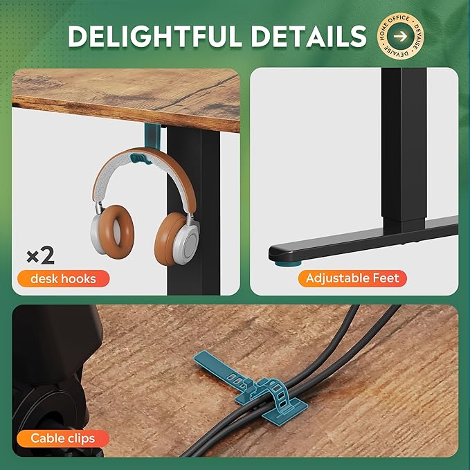 DEVAISE L Shaped Standing Desk Adjustable Height, Dual Motor Electric Corner Standing Desk, 63x55 inch Sit Stand up Home Office Desk with Splice Board, Rustic Brown
