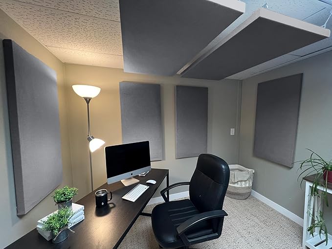 ATS Acoustics Home Office Residential Acoustic Treatment Room Kit Sound Absorbing Acoustic Panel 6 Pack for 50-100 Sq Ft (Charcoal)