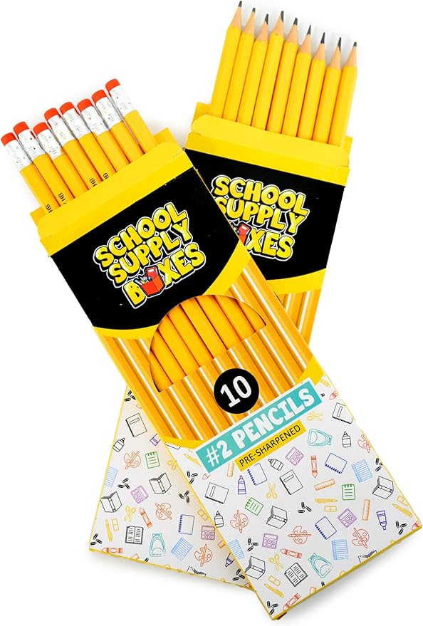 School Supply Boxes | 10 ct. Wooden Pencil Pack | 48 Packs | Pre-Sharpened No. 2 Wooden Pencils | 480 Total Pencils