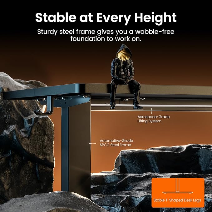 ErGear Small Height Adjustable Electric Standing Desk, 40 x 24 Inches Sit Stand up Desk, Memory Computer Home Office Desk with Two-Piece Desktop (Black)