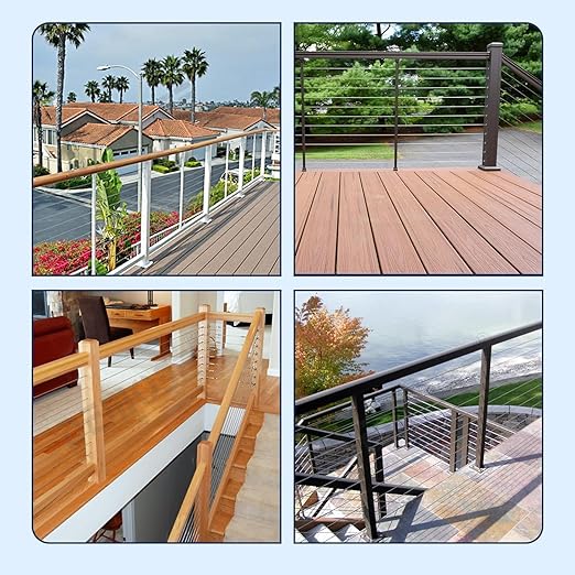 RiaYer 40 Pack 30 Degree Angle Protective Sleeves, Black Cable Railing Corner Protector Sleeve Beveled for 1/8" Wire Rope, T316 Marine Grade Cable Railing Kit with Two Drill Bit for Wood Posts HF039B