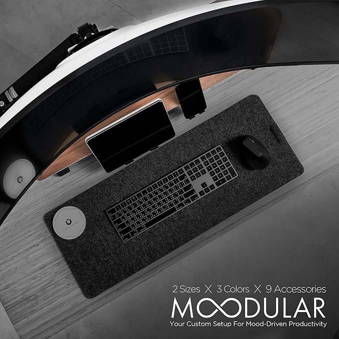 ULTRARM Moodular Wooden Monitor Stand 33.4” (85cm) Desk Organizer with Metal Slide Rails for Drawer, Tray, Laptop, Tablet, Phone & Headphones Customizable Riser for Organized Workspace Walnut MS85-W