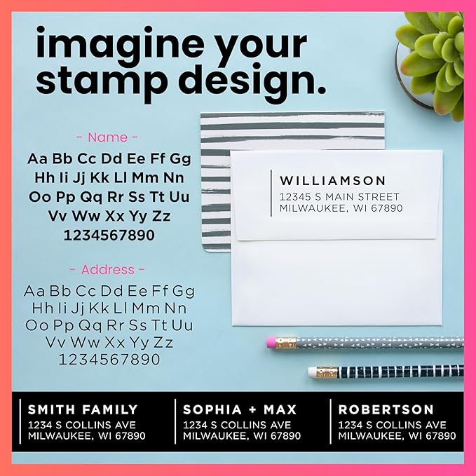 ExcelMark Personalized Return Address Stamp – Custom Self Inking Rubber Stamp (Large, Modern Line)