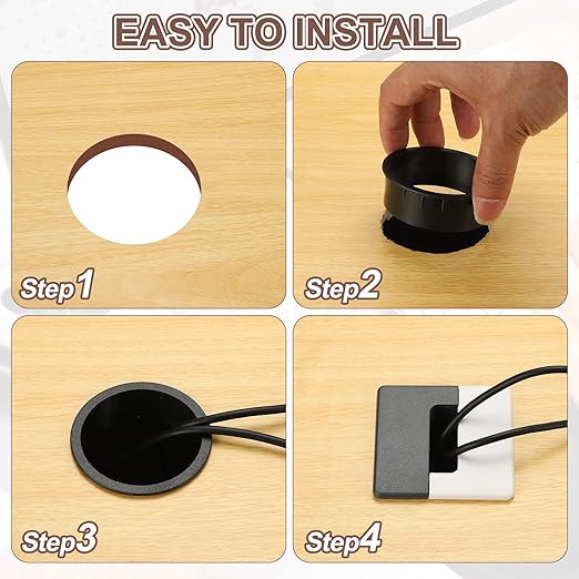 PATIKIL 2.8inch Desk Grommet, 6Pcs Cable Grommet Wire Management Cable Hole Cover Cord Organizer for Office Home Table Countertop, Grey