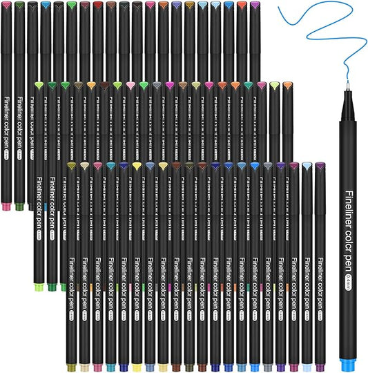huesamhi Colored Pens for Journaling, Planning Bullet Journals Fineliner Felt Tip Fine Point Marker Pens 60 Vibrant Colors - Premium Writing planner accessories