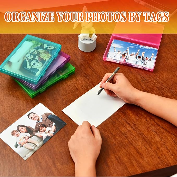 Photo Storage Box 5 x 7 Inches, 18 Inner Photo Cases with Dividers, Colorful Acid-Free Photo Storage Containers with Handle, Photo Organizer Craft Keeper for Stickers, Craft, Stamp