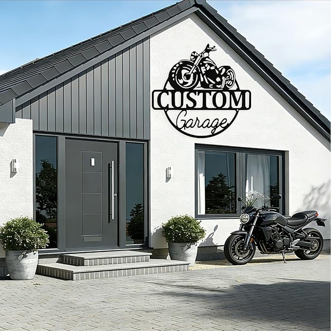 Custom Motorcycle Metal Signs Personalized Biker Name Sign Custom Garage Decor Motorbikes Wall Art Decor Motorcycle Sign Men Room Decorate Gifts for Men Husband Rider
