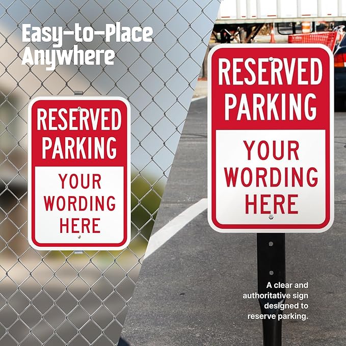 SmartSign Custom Reserved Parking Sign - 12"x18" Laminated Aluminum, 63 mil thick Custom Metal Signs for Parking Lots, Business, Outdoors, USA-Made, 100+ Years of Sign Expertise