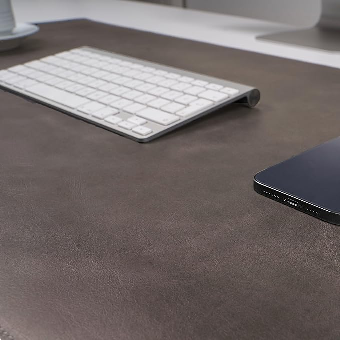 Node Leather Calfskin Leather Desk Pad – Executive Office Desk Mat with Non-Slip Bottom – Smooth Surface for Mouse & Keyboard – Wide Desk Protector 15 3/4" x 38"