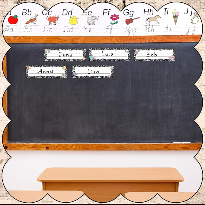 AmazingSpark 72 Pcs Composition Notebook School Name Tags for Classroom Desks in 6 Styles Composition Classroom Decor 9 x 3 Inches Desk Nameplates for Student Name Tag Labels Kindergarten Preschool