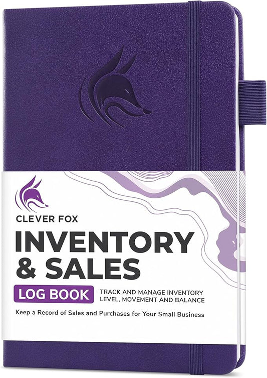 Clever Fox Inventory & Sales Log Book for Small Business – Inventory Ledger Book, Inventory Notebook, Order Tracker Book for Purchases, Sales & Reorders – Undated, Hardcover, A5, Purple
