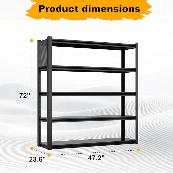 PLMFJQK 5 Sets Storage Shelves with Pegboard,72“*48" Wide 24”Heavy Duty Garage Shelving Units and Storage,Metal Shelving Adjustable Shelves,Garage Storage Rack,Industrial Utility Organization