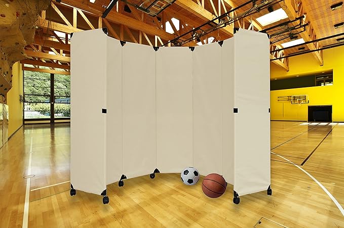 Versare MP10H Portable Folding Wall Partition | Economical 5 Panel Design | Portable Room Divider On Wheels | Adjustable, Freestanding Setup | Multiple Widths
