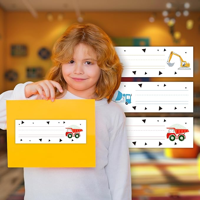 30 Name Tags for Classroom Cubbies, 3x9 in Constructions Name Plates for Desks, Classroom Must Haves for Teachers Elementary - A08
