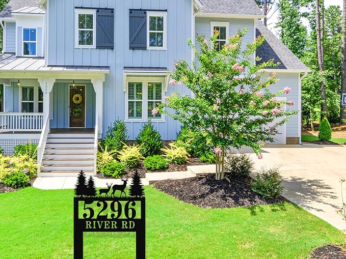 Personalized Deer Metal House Numbers with Stake,Custom Address Yard Signs with Stakes, Custom House Numbers for OutsidePersonalized House Number Sign, Personalized Housewarming Gifts