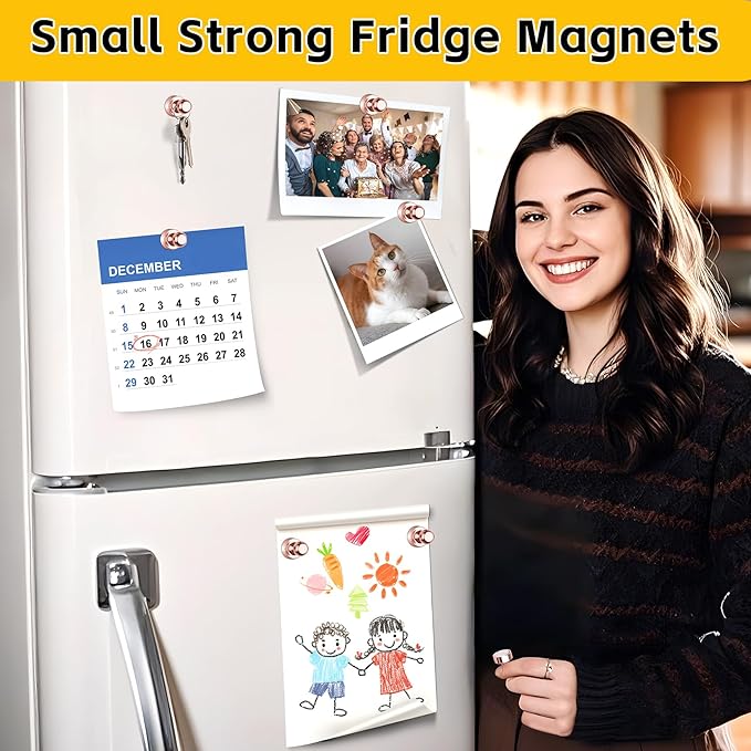 VNDUEEY 16 Pack Refrigerator Magnets Fridge Magnets, Rose Gold Strong Magnet for Whiteboard, Magnet for Kitchen, Office, School, Classroom, Locker, Adults