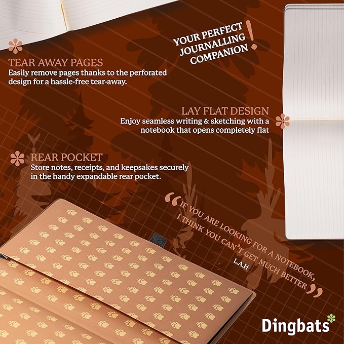 Dingbats* - Wildlife A4 Blank Notebook - Extra Large Hardcover PU Leather Journal - for Work, Travel - Pocket, Elastic Closure, Pen Holder, Bookmark