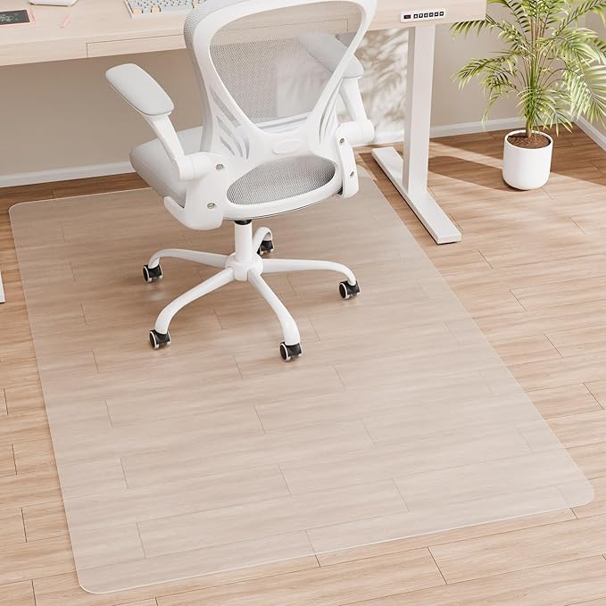 HOMEK Office Chair Mat for Hardwood Floor, 72" x 46" Clear Computer/Desk Chair Mat for Hard Floor, Thicker, Easy Glide, Non-Slip, Protects Hard Surfaces from Scratches, Ideal for Home or Office