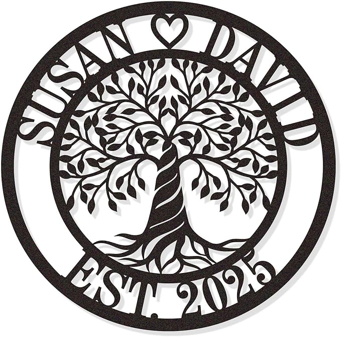 HYTSIGN Personalized Tree of Life Metal Sign, Custom Tree of Life Wall Art, Medium Size, Metal Material, Perfect for Wall Decor, Home Gifts Indoor and Outdoor, Wedding, Anniversary, Couple, Family