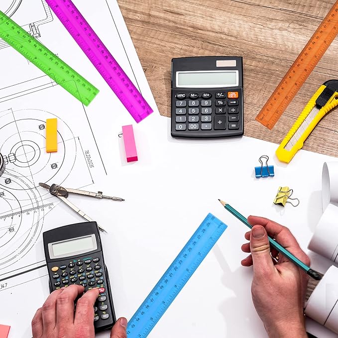 7PCS Clear Ruler, 12 Inch Plastic Rulers for School, Home, or Office, Clear Plastic Rulers, Assorted Colors.
