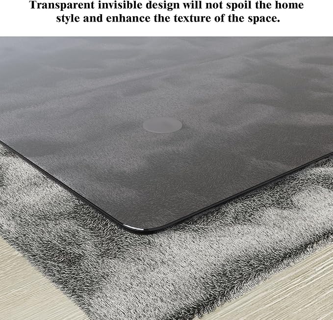 Koonmi Tempered Glass Chair Mat for Hardwood Floors & Carpets, 36" x 55“ Grey Heavy Duty Office Floor Protector, Scratch & Dust Concealing, Noise-Free for Home Office Desk