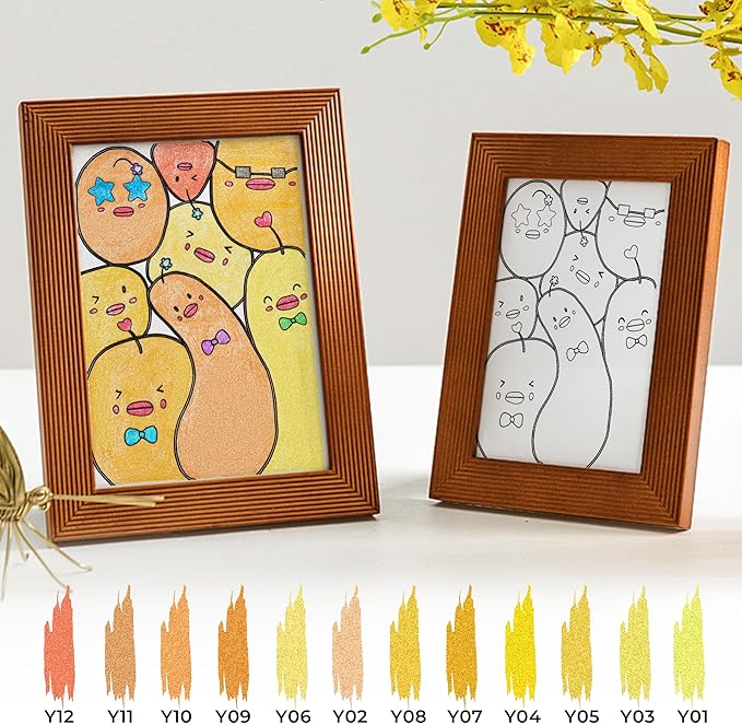ZSCM Retractable Glitter Gel Pens, 12 Colors Large Capacity Yellow Glitter Metallic Gel Ink Pens, 1 mm Fine Point Smooth Writing Color Pens for Adult Coloring Book Note Taking Aesthetic Art Supplies