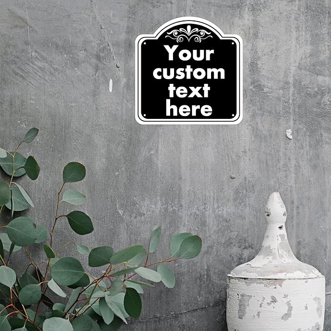 Custom Sign, Custom Indoor/Outdoor Decorative Sign，Aluminum Weatherproof Metal Sign Multiple Sizes, Customize for Office, Business, Workplace, office, Home, Delivery Signs, 8*8 Inch, Black