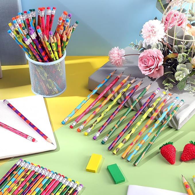 TecUnite 120 Pcs HB Pencils Unsharpened Pencils with Wooden Hexagonal Pen for Adults Gifts Graphite Pen for Exams Office Sketching (Fruit)