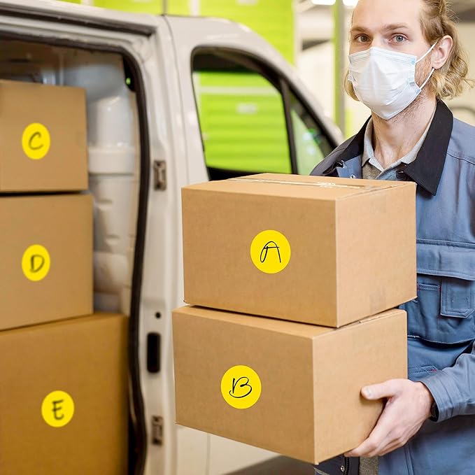 2 Inch Color Coding Round Labels (2000Pcs, 4 Rolls) - Round Colored Dot Stickers for Inventory, Pantry, Warehouse Organization - Yellow Circle Dot Labels