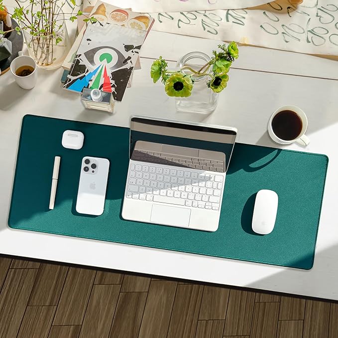 Reniteco Waterproof Large Gaming Mouse Pad with Durable Stitched Edges, Non-Slip Rubber Base, Grainy Jacquard Mouse Mat Desk Pad for Home Office Gaming, 27.6"x11.8"x0.12", Matte Green