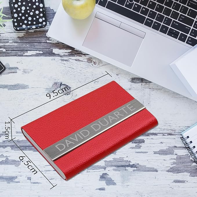 Taikuri Custom Business Card Holder Personalized Engraved Leather Business Card Case Holder Customized Your Text/Logo for Women/Men as Business/Unique Gift