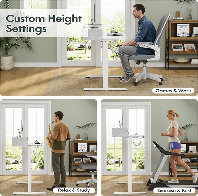 Homall Electric Standing Desk with 2 Drawers, Adjustable Height Computer Desk with Storage Sit Stand Table with Storage Shelf and Splice Board Quick Install for Home Office