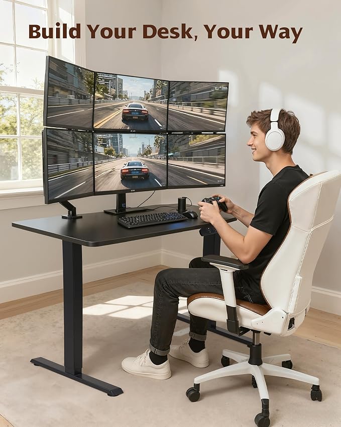 TOPSKY Dual Motor Electric Adjustable Standing for up to 70.8”x31.5” Table Tops, 225 lbs Weight Capacity, Computer Desk for Home and Office (Black Frame only)