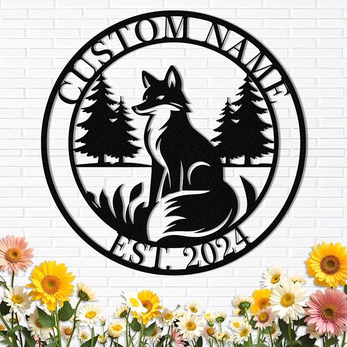 Metal Signs Customized, Personalized Fox Metal Signs, Funny Fox Wall Art Decor, Custom Metal Name Sign, Metal Fox Decorations, Farmhouse Outdoor Decor, Personalized Housewarming Gifts
