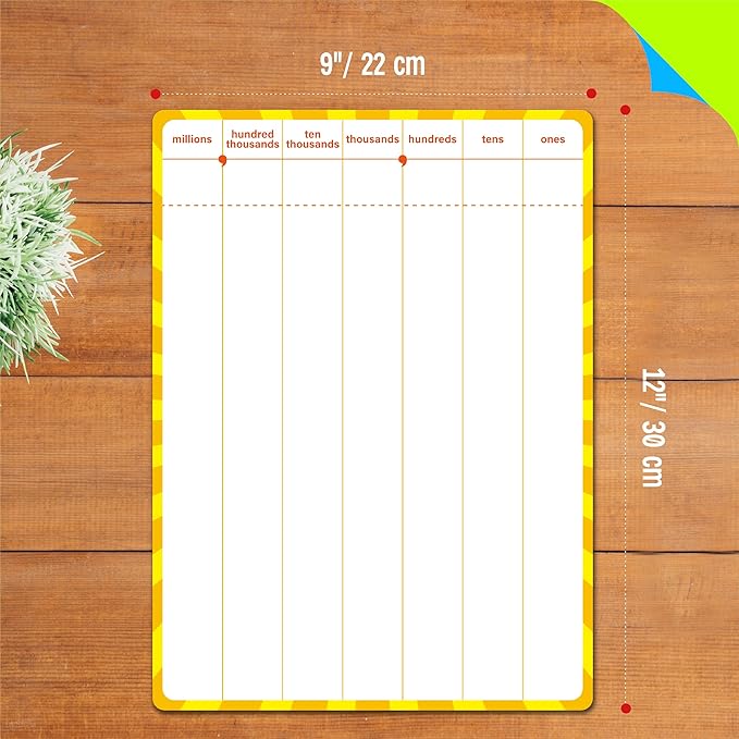 8 Packs Division Whiteboards, Double Sided Dry Erase Board Writable and Erasable Math Learning White Board for Kids, Students, Classroom and Home (Each Measures 12” x 9”)