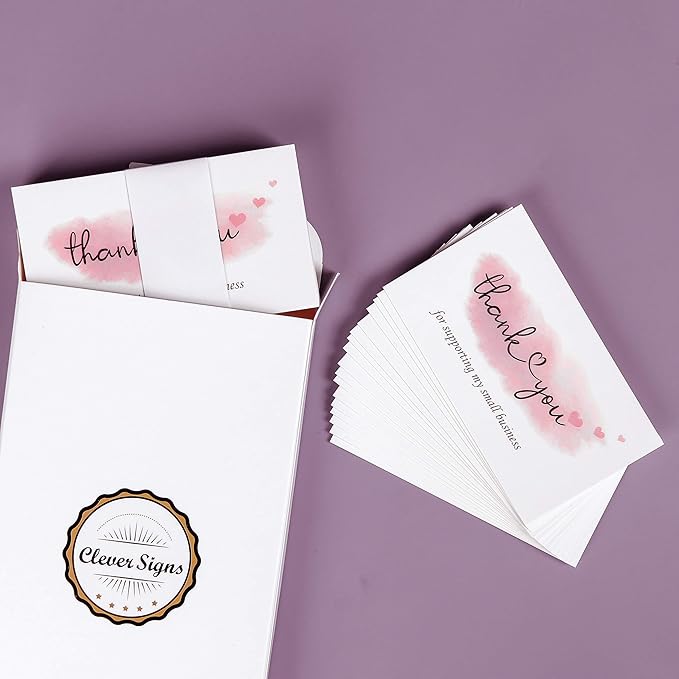 200 Thank You For Supporting My Small Business Cards, Elegant and Professional Design, 2" x 3.5", Recommended for Online Retailers, Small Business Owners and Local Stores